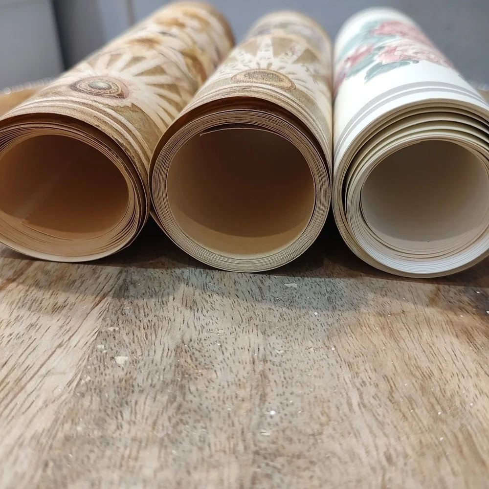 Vintage Imperial Wallpaper Border 3 Rolls floral Roses  Fans Cottage Core Crafts